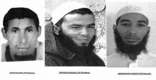 Les photos, non datées, de trois suspects arrêtés à Marrakech (centre) après le meurtre de deux randonneuses scandinaves dans le sud du Maroc. Photos transmises par la police marocaine le 20 décembre 