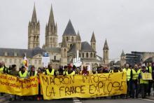 Des "gilets jaunes" rassemblés à Caen, le 12 janvier 2019