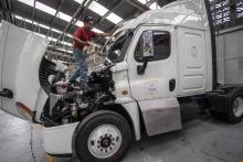 Mexico's truckers are having their rigs armored to defend against powerful drug cartels and other organized crime groups -- here, a semi is being upgraded at a plant in Ecatepec