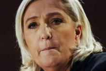 La présidente du Rassemblement nationale Marine Le Pen lors d'un meeting à Saint-Ebremond-de-Bonfossé le 9 février 2019