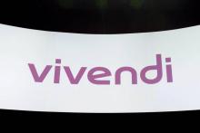 Le logo du groupe Vivendi photographié lors d'une assemblée générale des actionnaires à Paris, le 19 avril 2018