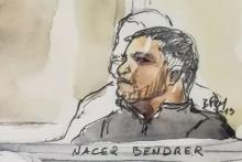 Le complice présumé du Français Mehdi Nemmouche, Nacer Bendrer, lors de son procès, le 11 janvier 2019 à Bruxelles