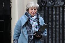 La Première ministre britannique Theresa May sort du 10 Downing Street, le 29 janvier 2019 à Londres
