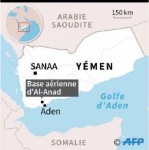 Carte localisant la base aérienne d'Al-Anad au Yémen