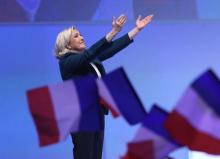 La présidente du Rassemblement national (RN), Marine Le Pen, le 13 janvier 2019 en meeting pour les européennes à Paris