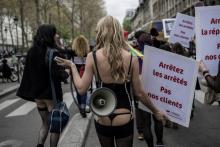 Manifestation de travailleurs et travailleuses du sexe à Paris, le 14 avril 2018