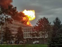 Prise de vue du campus universitaire de Villeurbanne après une explosion dûe à des bouteilles de gaz, le 17 janvier 2019