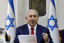 Le Premier ministre israélien Benjamin Netanyahu au conseil des ministres le 6 janvier 2019