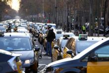 Grève des chauffeurs de taxis, le 21 janvier 2019 à Barcelone