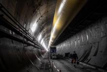 Vue du chantier du tunnel de la liaison Lyon-Turin, à Saint-Martin-la-Porte le 29 novembre 2018