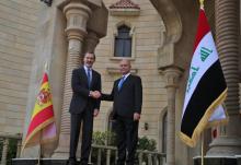 Le roi d'Espagne Felipe VI rencontre le président irakien Barham Saleh au palais présidentiel, le 30 novembre 2019 à Bagdad