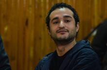 Ahmed Douma, une figure de la révolution égyptienne en 2011 dans le sillage du Printemps arabe, lors de son premier procès au Caire le 4 février 2015