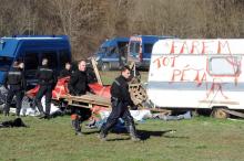 Intervention des gendarmes sur le site de Sivens (Tarn) occupé par les opposants à la construction d'un barrage le 6 mars 2015