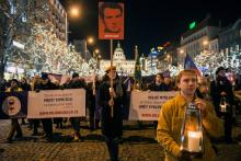 Défilé aux flambeaux le 16 janvier 2019 à Prague pour rendre hommage à l'étudiant martyr Jan Palach qui s'immola par le feu en janvier 1969