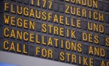 Annulation de vols en raison d'une grève de personnels de sécurité, le 10 janvier 2019 à l'aérport de Stuttgart, en Allemagne