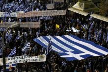 Manifestation à Athènes pour protester contre l'accord sur le nouveau nom de la Macédoine, le 20 janvier 2019
