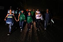 Des migrants honduriens en route pour les Etats-Unis, le 14 janvier 2019 à San Pedro Sula