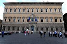 Le palais Farnese où se trouve l'ambassade de France à Rome, le 13 juin 2018