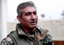 Photo de Redur Khalil, un commandant kurde des Forces démocratiques syriennes (FDS), à Amuda, dans le nord-est de la Syrie, le 4 janvier 2019