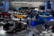 Le stand du constructeur Ford lors du salon automobile de Detroit, le 16 janvier 2018
