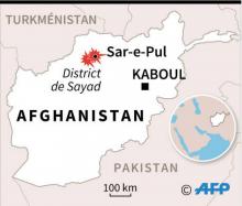 Carte de l'Afghanistan localisant Sar-e-Pul et le district voisin de Sayad où 21 membres des forces de sécurité ont été tués dans un assaut des talibans