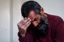 Alexandr Bekmirzaev, un Irlandais de 45 ans ayant rallié le groupe jihadiste Etat islamique (EI), lors d'une rencontre avec l'AFP à Hassaké, dans le nord-est de la Syrie, où il est détenu par les Forc