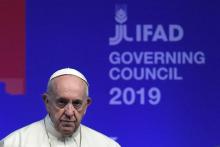 Le pape François devant le conseil des gouverneurs du Fonds international de développement agricole (Fida), le 14 février 2019 à Rome