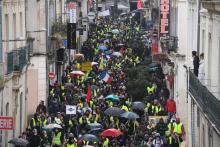 Des manifestants défilent à l'appel des gilets jaunes, le 2 février 2019 à Montpellier