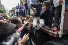 L'opposant vénézuélien Juan Guaido lors d'un rassemblement, le 20 février 2019 à Caracas