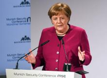 La chancelière allemande Angela Merkel, lors de la Conférence de sécurité de Munich, le 16 février 2019