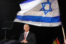 Benny Gantz président de la formation "Résilience pour Israël" s'exprime lors d'un meeting électoral le 19 février 2019, à Tel Aviv