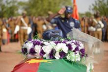 Funérailles d'un gendarme burkinabè décédé lors de combats contre des jihadistes, le 24 mai 2018 à Ouagadougou