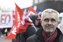 Yves Veyrier, secrétaire général de FO, lors d'une manifestation le 7 février 2019 à Paris