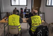 Dans le studio de "New Radio Gilets Jaunes 82" à Montauban, le 6 février 2019