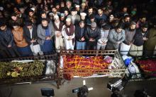 Funérailles à Lahore le 20 janvier 2019 de trois membres d'une même famille tués en plein jour, ainsi qu'un voisin, par des policiers