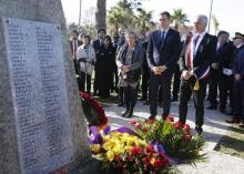 Le chef du gouvernement espagnol Pedro Sanchez rend hommage à Argelès-sur-Mer (sud de la France) le 24 février 2019 au demi-million d'Espagnols qui y trouvèrent refuge après la guerre civile
