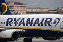 Un Boieng 737-8AS de la compagnie aérienne Ryanair, à l'aéroport de Rome Ciampino le 14 janvier 2019