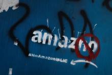 Un graffiti anti-Amazon le 9 février 2019 dans le quartier new-yorkais de Long Island City