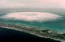 Un essai nucléaire souterrain dans l'atoll de Fangataufa, le 28 janvier 1996