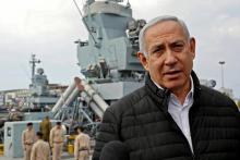 Le Premier ministre israélien Benjamin Netanyahu lors d'une visite sur une base navale à Haïfa (nord) durant laquelle il a vanté la portée des missiles israéliens, le 12 février 2019