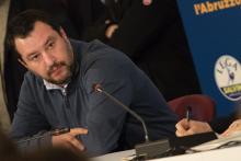 Le ministre de l'Intérieur italien Matteo Salvini, chef de file de la Ligue, lors d'une conférence de presse à Pescara le 7 février 2019