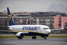 Un avion de la compagnie Ryanair sur le tarmac de l'aéroport de Rome, le 14 janvier 2019