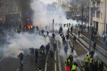 Manifestation violente des "gilets jaunes" à Caen le 12 janvier 2019