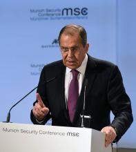 Le chef de la diplomatie russe Sergueï Lavrov à Munich le 16 février 2019
