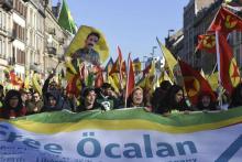 Plusieurs milliers de Kurdes défilent à Strasbourg le 16 février 2019, pour réclamer la libération de leur chef historique Abdullah Öcalan, arrêté il y a vingt ans et emprisonné en Turquie