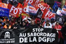 Des agents des finances publiques manifestent à Tourcoing, le 14 mars 2019 dans le Nord
