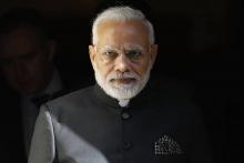 (ARCHIVES) Photo du Premier ministre indien Narendra Modi prise le 18 avril 2018 devant le 10 Downing Street à Londres