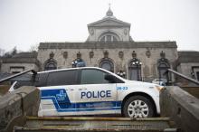 Une voiture de police devant l'oratoire Saint-Joseph de Montréal, le 22 mars 2019