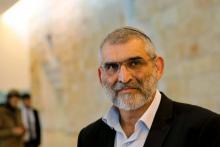 Michael Ben-Ari, chef de file du parti d'extrême droite Force juive, devant la Cour suprême d'Israël, le 14 mars 2019, qui a finalement invalidé sa candidature aux législatives du 9 avril