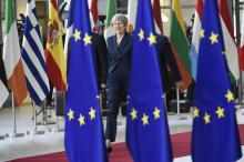 La Première ministre britannique Theresa May arrive à Bruxelles, le 21 mars 2019